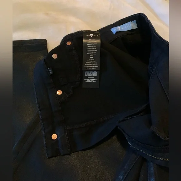 NWOT 7 FOR ALL MANKIND B(AIR) High Waisted Ankle Skinny Jean in Coated Black 27 - Picture 12 of 16